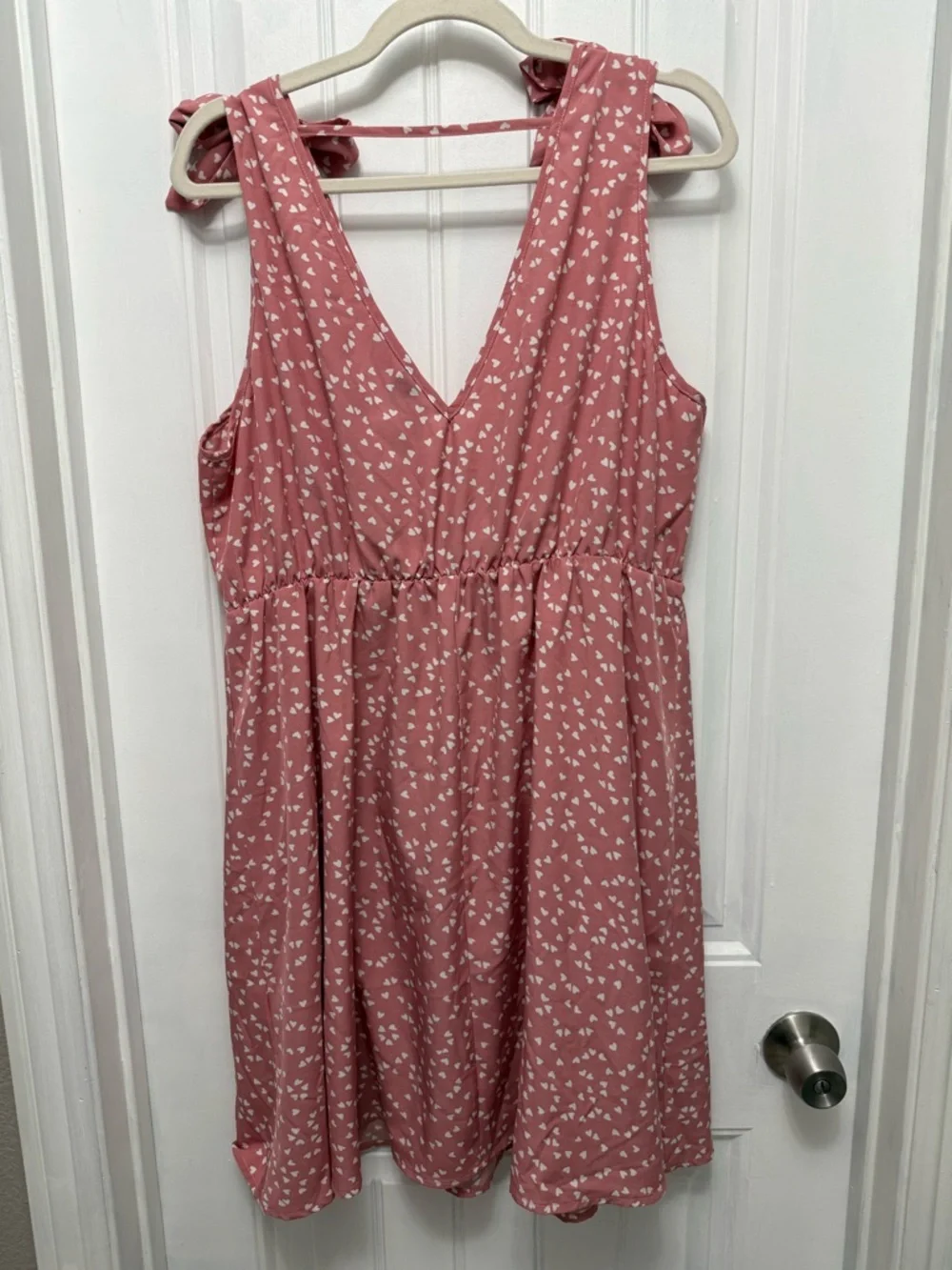 Shein Curve Pink Polka Dot Hearts Sleeveless  Mini Dress W/ Ties 2XL (34-4) - Picture 10 of 13